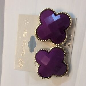 NEW | Clover Stud Earrings Purple Gold